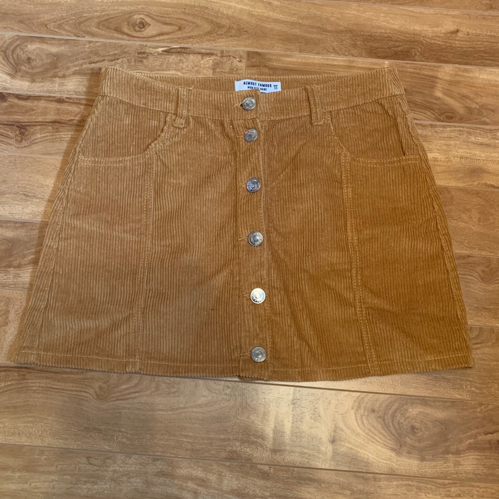 High rise burnt orange corduroy skirt